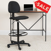 Flash Furniture Black Patterned Fabric Ergonomic Drafting Stool (Adjustable Range 26’’-30.5’’H or 22.5’’-27’’H) BT-659-BLK-GG